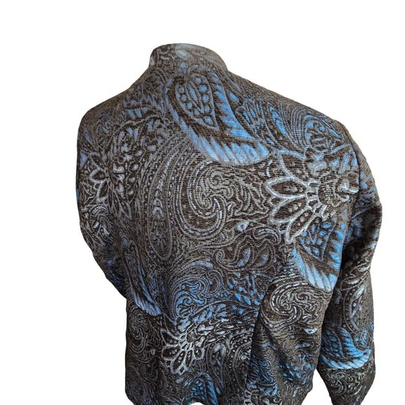 Womens Paisley Patterned Long Sleeve Jacket Blue and Black Plus Size 3X JJ4048 - Picture 5 of 9